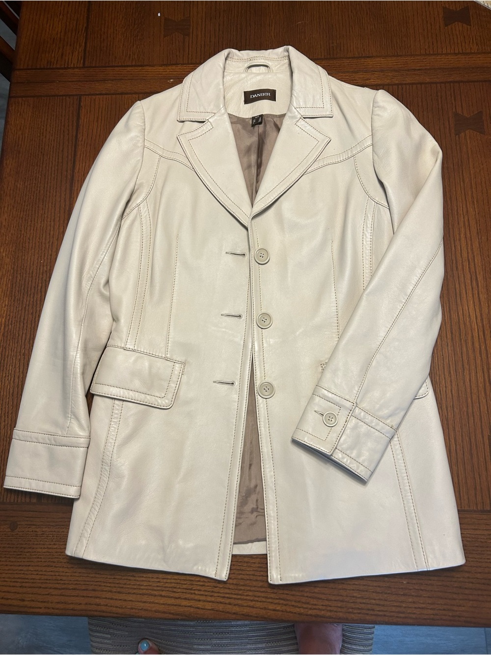 Danier Cream Leather Blazer Jacket